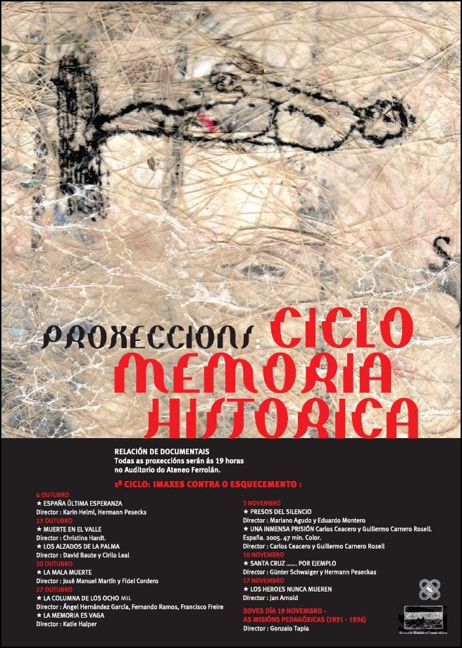 cartel da mostra de documentais ofrecidos por a memoria historica democratica